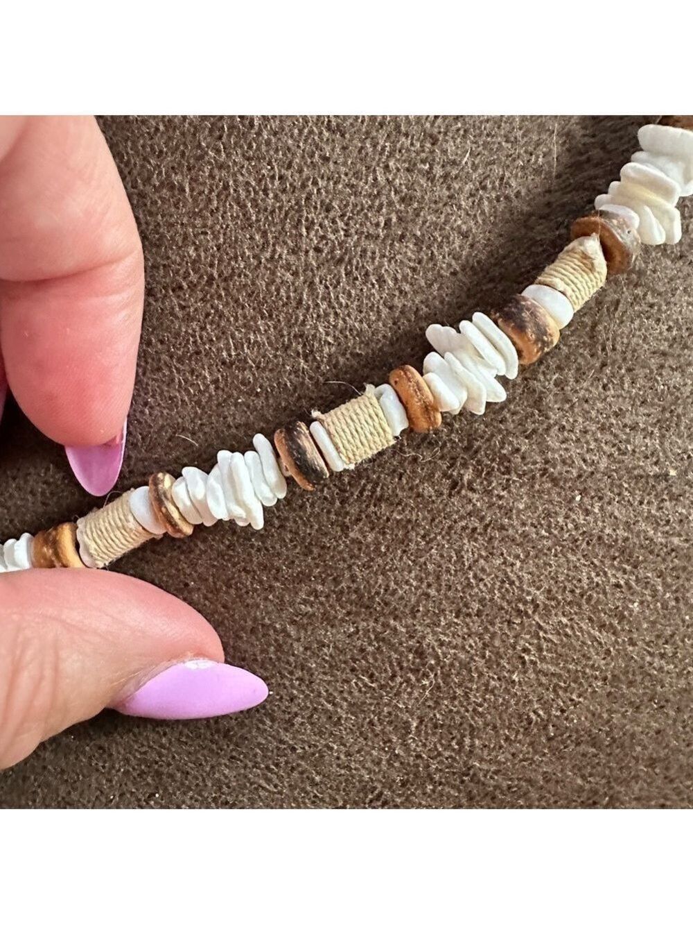 Brown & White Pucca Shell Necklace - Picture 9 of 9